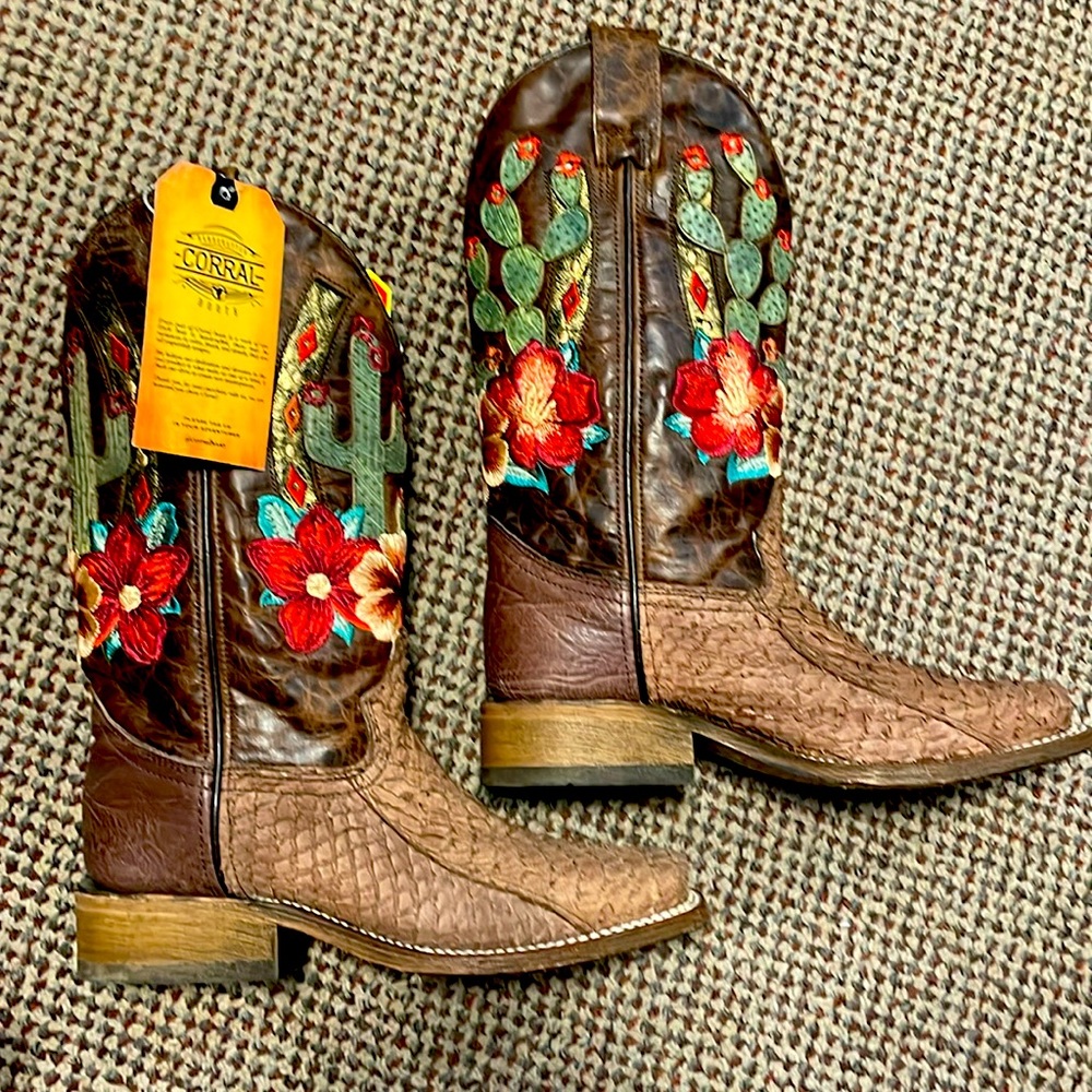Corral Fish Boots Square Toe Exotic Rare